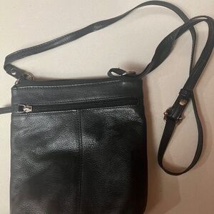 Small genuine leather black crossbody bag